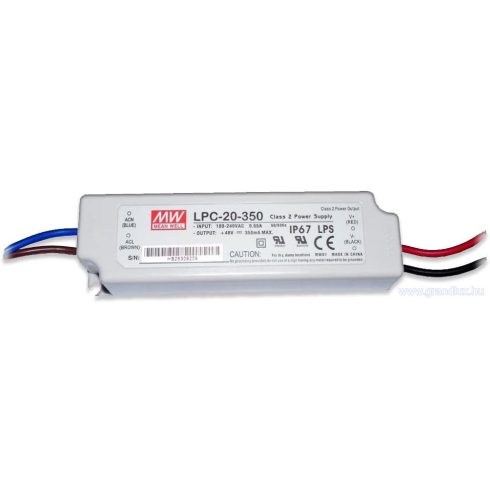 MeanWell 20W LPC-20-350 20W 9-48V/350mA LED tápegység IP67